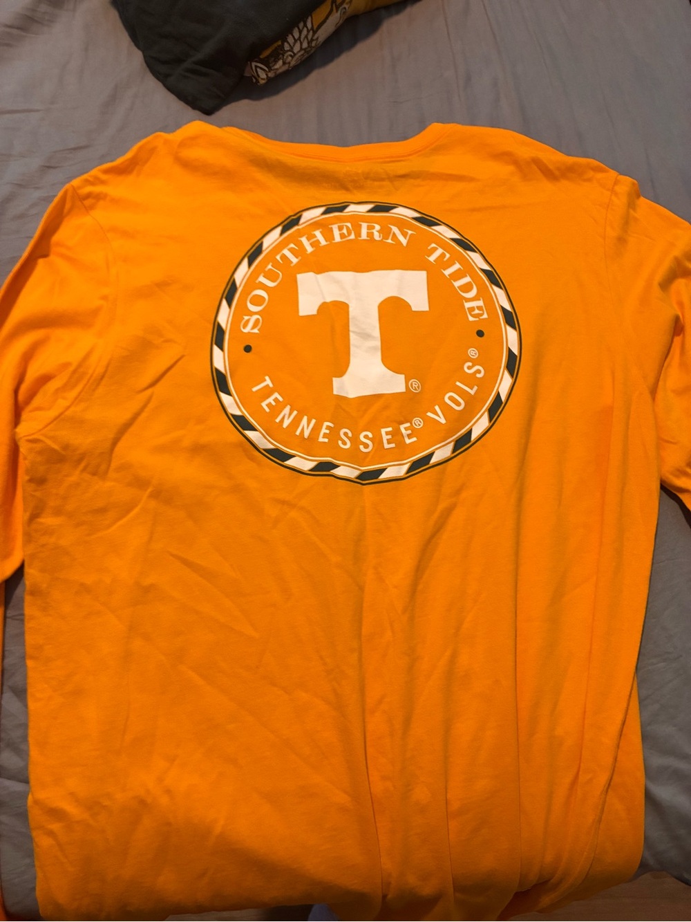 Southern Tide Orange Long Sleeve Tee with White Tennessee Vols Emblem
